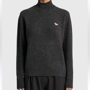 MAISON KITSUNE Dark Gray Knit Turtleneck Sweater